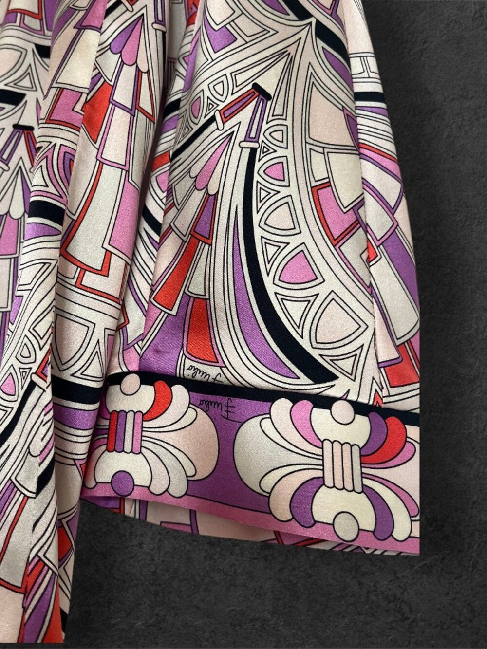 Emilio Pucci Firenze Geometric Silk Tunic Top